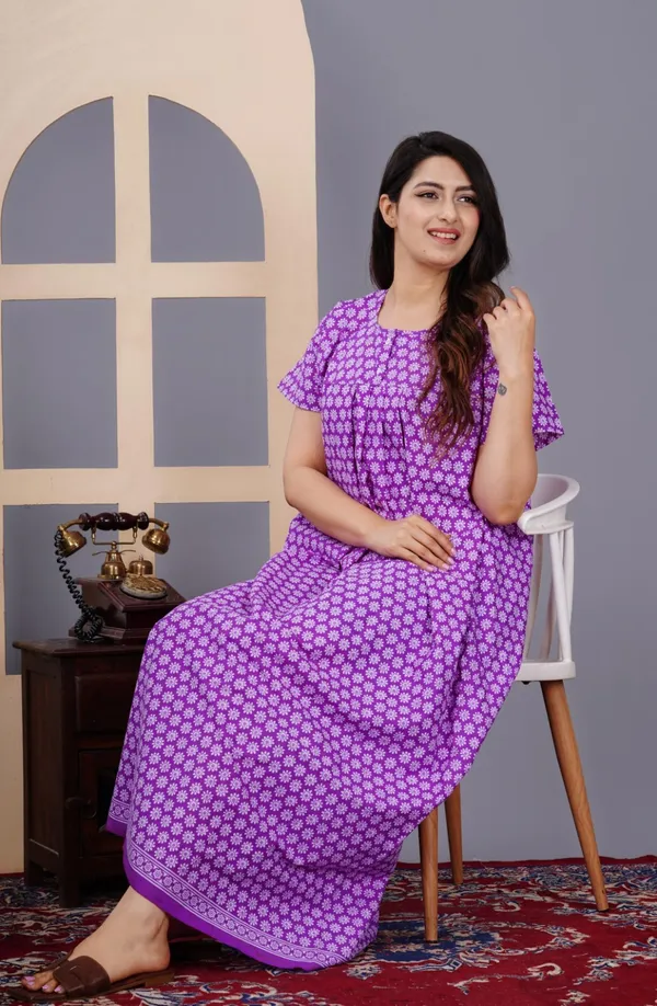 Purple_Cotton_Relaxed_Fit_Floral_Print_Nightdress_For_Women
