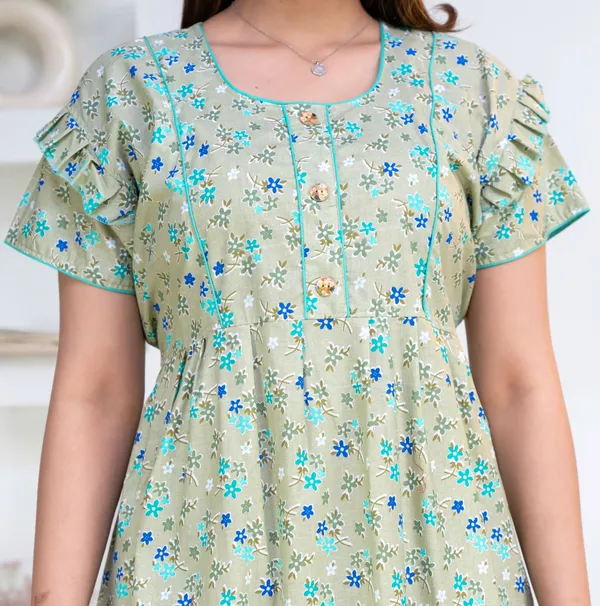 Green_Cotton_Flared_Floral_Print_Nightdress_For_Women