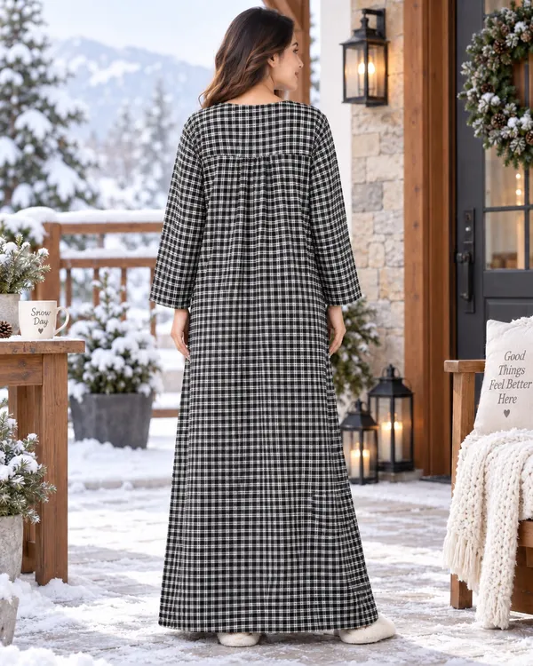 Maya_Print_Combo_of_2_Woolen_Winter_Nighties_for_Women_with_Pocket,_Check_Print_&_Embroidered_Design