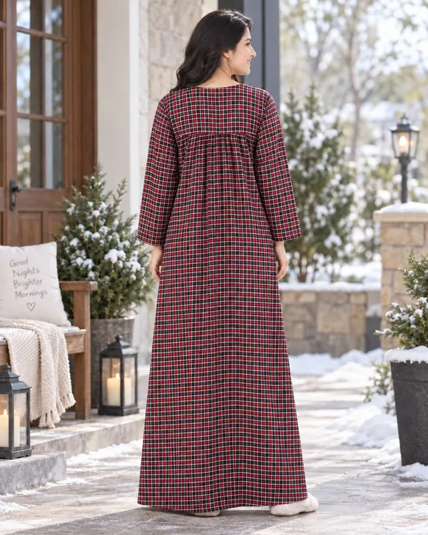 Maya_Print_Combo_of_2_Woolen_Winter_Nighties_for_Women_with_Pocket,_Check_Print_&_Embroidered_Design