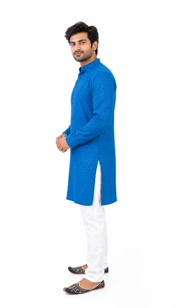 Blue_Patterned_Straight_Kurta_for_Men