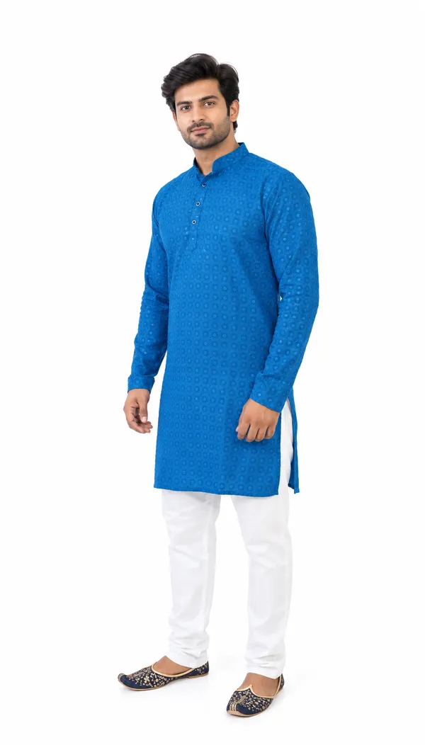Blue_Patterned_Straight_Kurta_for_Men