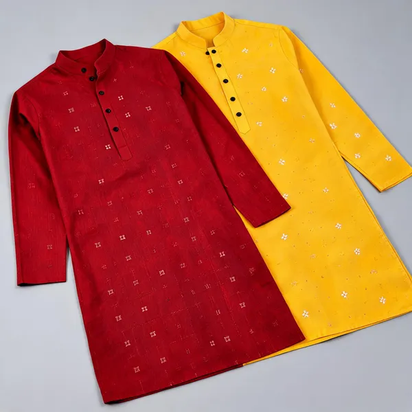Red_And_Yellow_Straight_Fit_Kurta_Combo_for_Men