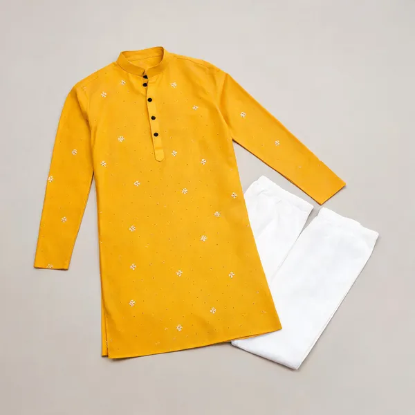 Yellow_Embroidered_Straight_Kurta_Pajama_Set_for_Men