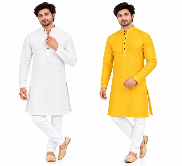 Yellow_Embroidered_Straight_Kurta_Pajama_Set_for_Men