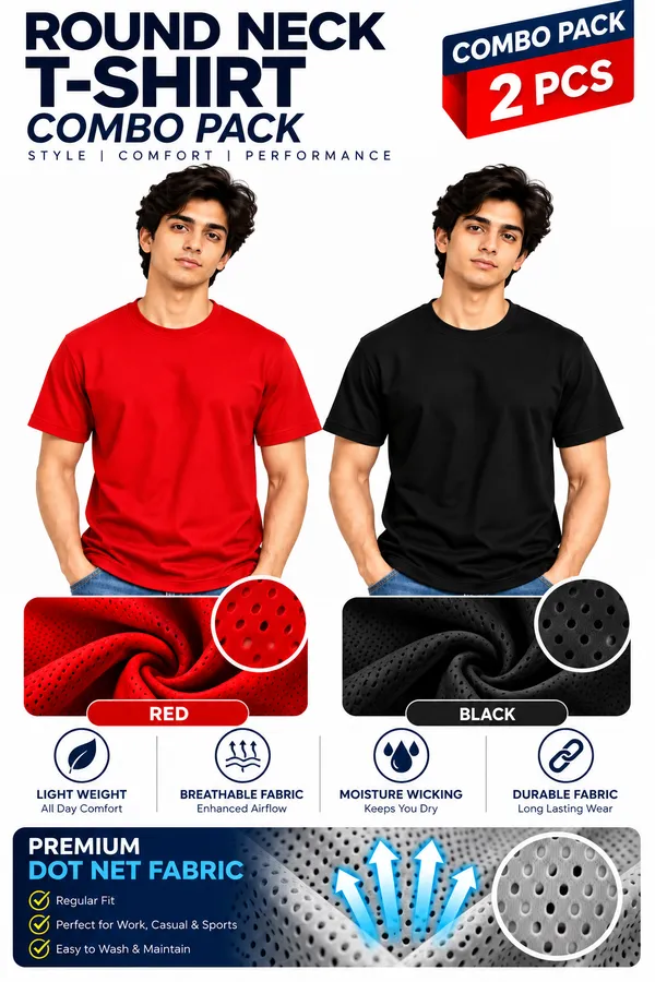 Red_Black_Dot_Net_Regular_Fit_Round_Neck_T-Shirts_Combo_for_Men