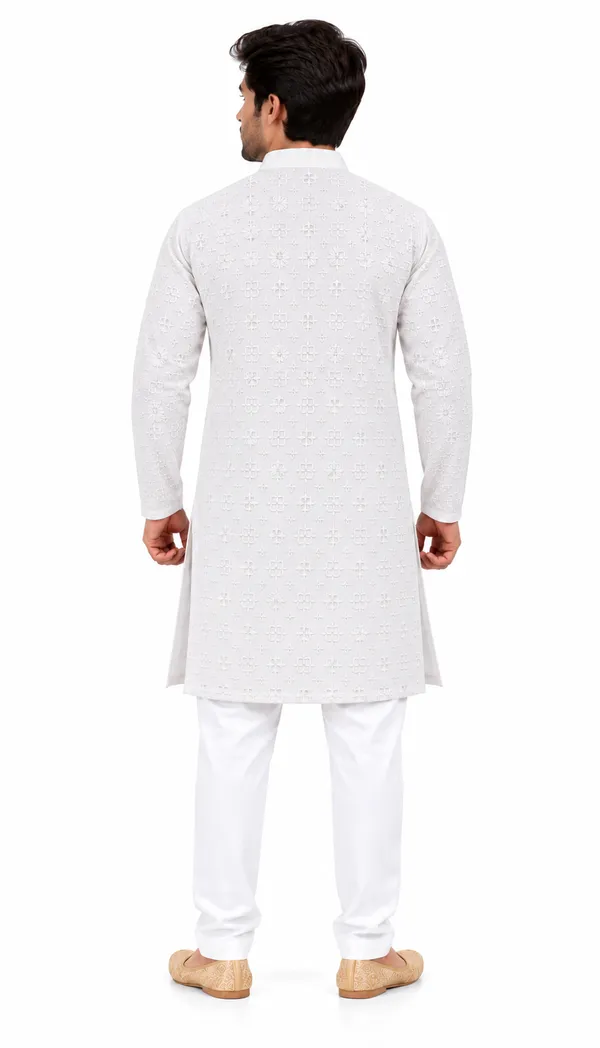 White_Textured_Regular_Fit_Kurta_Set_for_Men