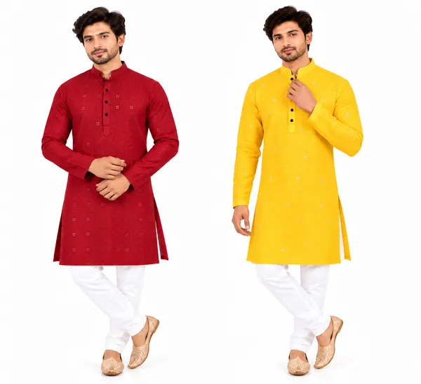 Red_And_Yellow_Straight_Fit_Kurta_Combo_for_Men