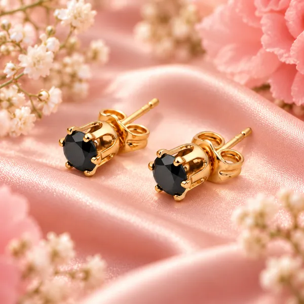 Elegant_Gold-Tone_Black_Crystal_Solitaire_Stud_Earrings