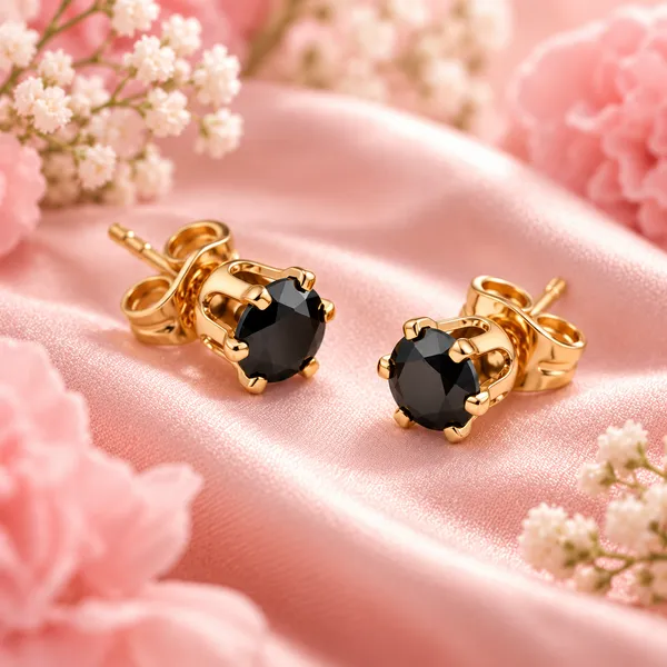 Elegant_Gold-Tone_Black_Crystal_Solitaire_Stud_Earrings