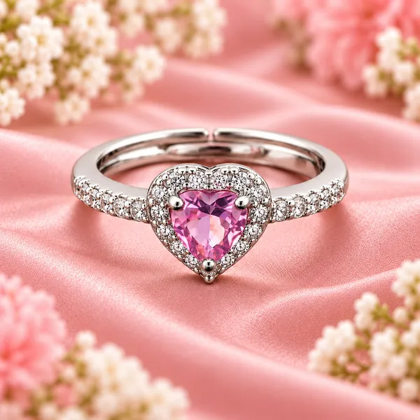 Pink_Heart-Shaped_Stone_Halo_Ring_–_Adjustable_Silver-Tone_Band