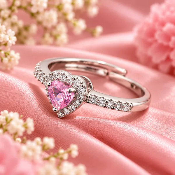 Pink_Heart-Shaped_Stone_Halo_Ring_–_Adjustable_Silver-Tone_Band