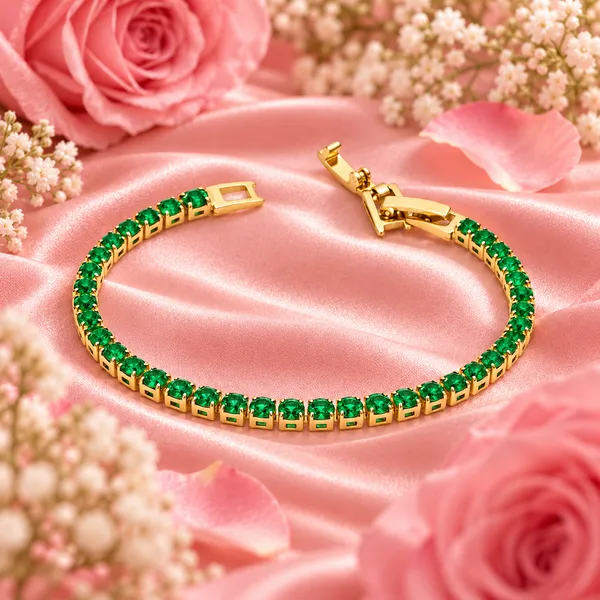 Elegant_Gold-Tone_Emerald_Green_Crystal_Tennis_Bracelet