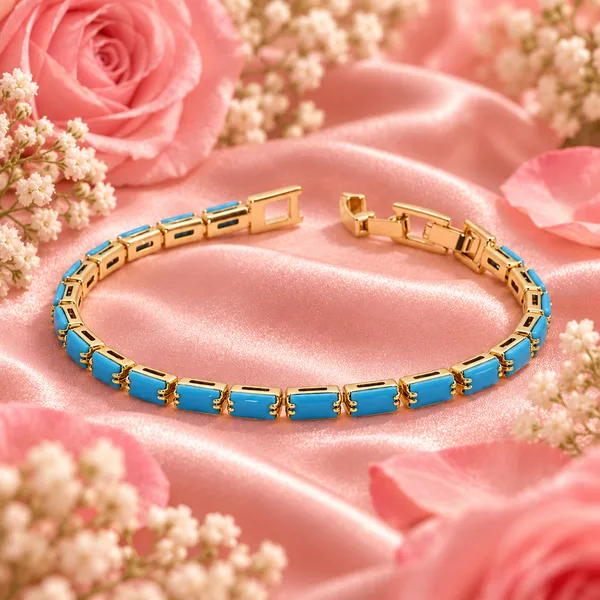 Elegant_Gold-Tone_Turquoise_Blue_Stone_Tennis_Bracelet
