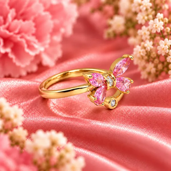 Petite_Pink_Butterfly_Open_Ring_–_Gold_Tone