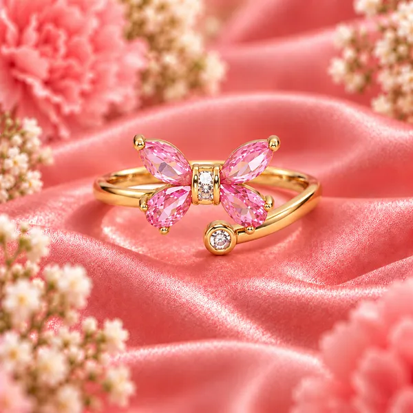Petite_Pink_Butterfly_Open_Ring_–_Gold_Tone
