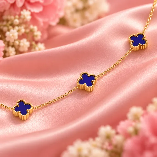Elegant_Gold-Tone_Blue_Clover_Multi-Motif_Pendant_Necklace
