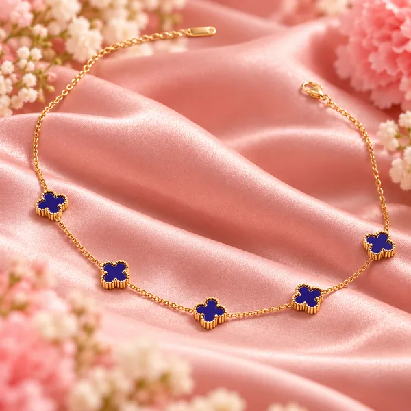 Elegant_Gold-Tone_Blue_Clover_Multi-Motif_Pendant_Necklace