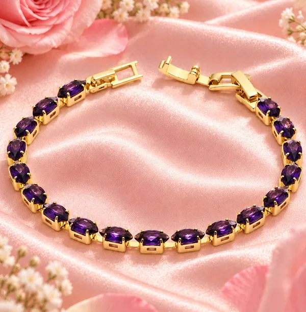 Elegant_Gold-Tone_Amethyst_Purple_Crystal_Tennis_Bracelet