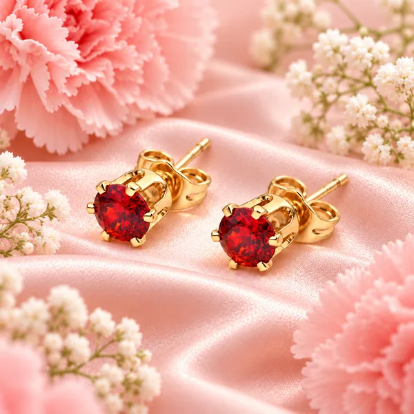 Elegant_Gold-Tone_Red_Crystal_Solitaire_Stud_Earrings
