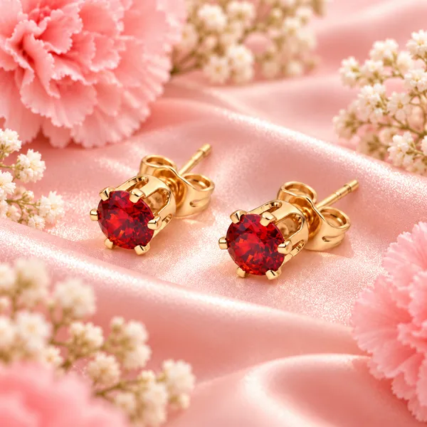 Elegant_Gold-Tone_Red_Crystal_Solitaire_Stud_Earrings