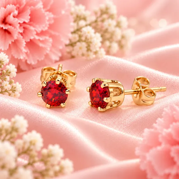Elegant_Gold-Tone_Red_Crystal_Solitaire_Stud_Earrings