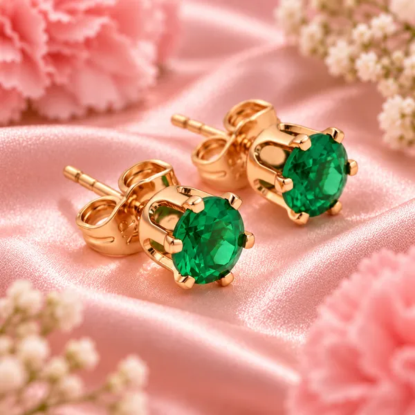 Elegant_Rose_Gold-Tone_Green_Crystal_Solitaire_Stud_Earrings