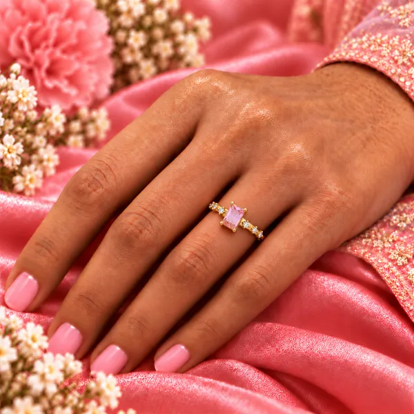 Blush_Pink_Rectangular_Stone_Open_Ring_–_Gold_Tone
