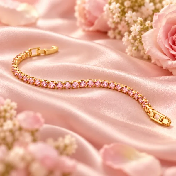 Elegant_Gold-Tone_Pink_Crystal_Tennis_Bracelet