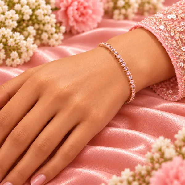 Elegant_Gold-Tone_Pink_Crystal_Tennis_Bracelet