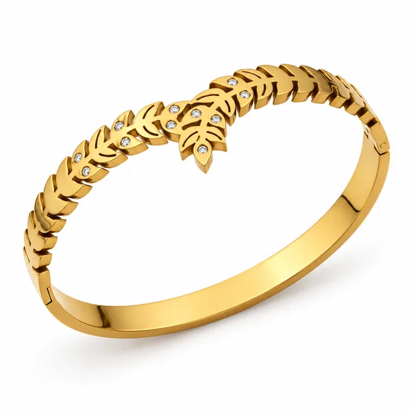 Gold_Tone_Leaf_Design_Bracelet_for_Women
