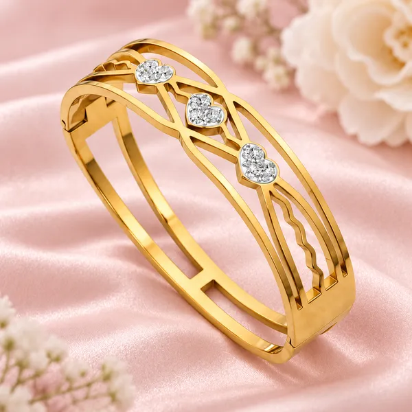 Golden_Triple_Heart_Bangle_with_Sparkling_Stone_Details