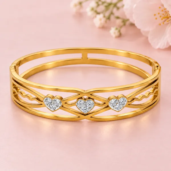 Golden_Triple_Heart_Bangle_with_Sparkling_Stone_Details