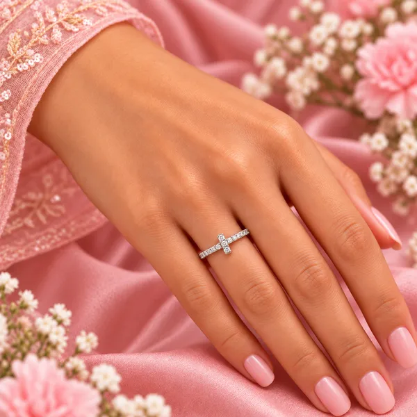 Dainty_Cross_Ring_with_Clear_Stones_–_Adjustable_Silver-Tone_Band