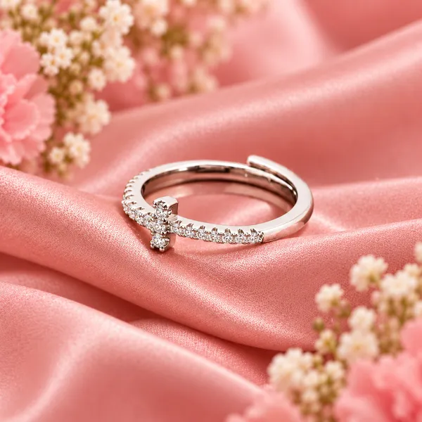 Dainty_Cross_Ring_with_Clear_Stones_–_Adjustable_Silver-Tone_Band