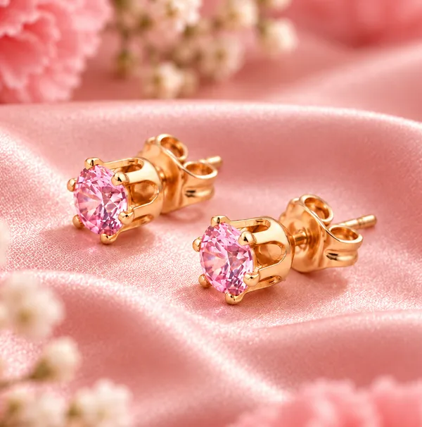 Elegant_Gold-Tone_Pink_Crystal_Solitaire_Stud_Earrings