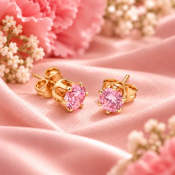 Elegant_Gold-Tone_Pink_Crystal_Solitaire_Stud_Earrings