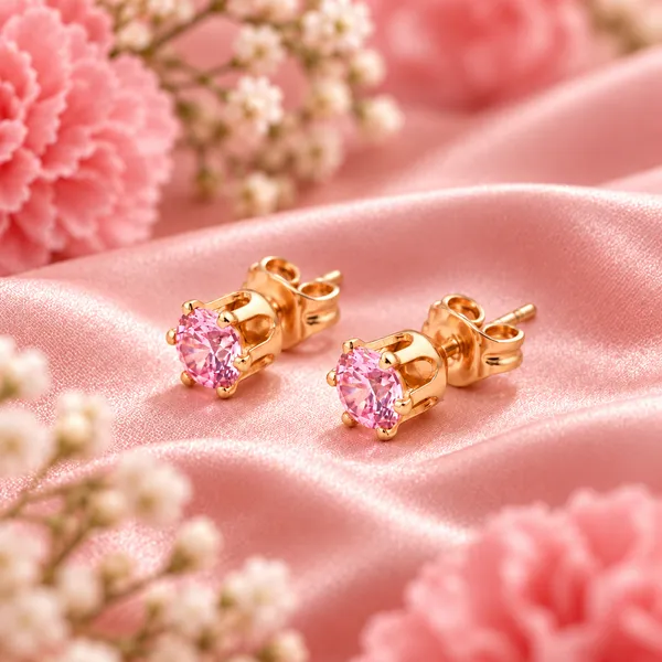 Elegant_Gold-Tone_Pink_Crystal_Solitaire_Stud_Earrings