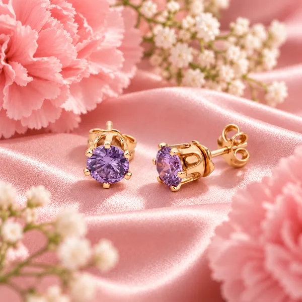 Elegant_Gold-Tone_Purple_Crystal_Solitaire_Stud_Earrings