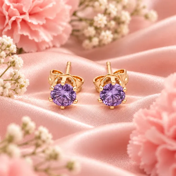 Elegant_Gold-Tone_Purple_Crystal_Solitaire_Stud_Earrings
