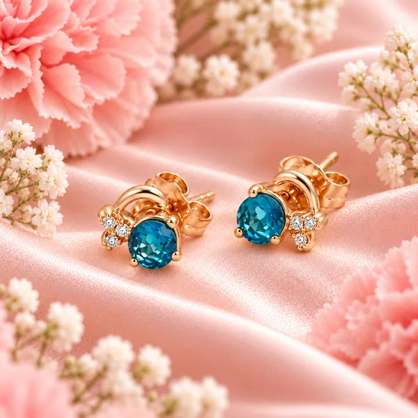 Elegant_Rose_Gold-Tone_Blue_and_White_Crystal_Stud_Earrings