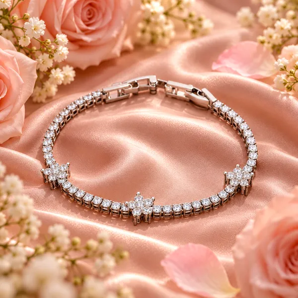 Elegant_Silver-Tone_Crystal_and_Floral_Motif_Tennis_Bracelet