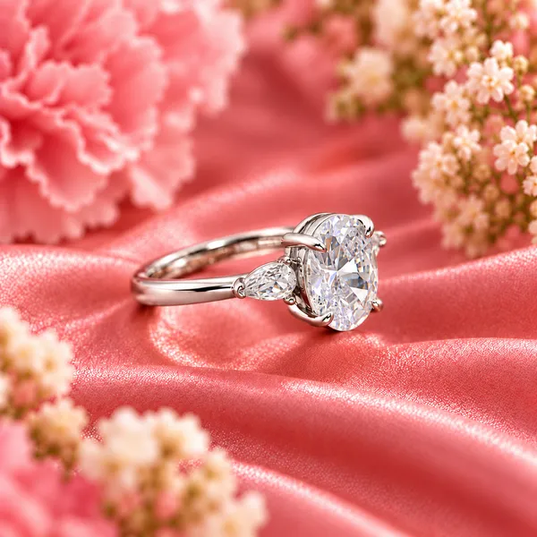 Oval-Cut_Three-Stone_Ring_with_Pear_Side_Stones_–_Silver_Tone