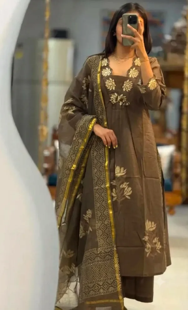 Elegant_Cocoa_Brown_Floral_Printed_Kurta_Set_with_Dupatta_.