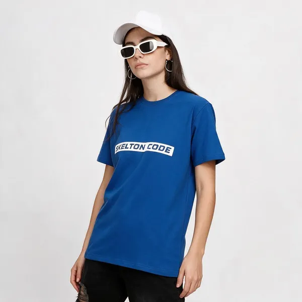 Blue_Cotton_Slim_Fit_T-Shirt_For_Unisex
