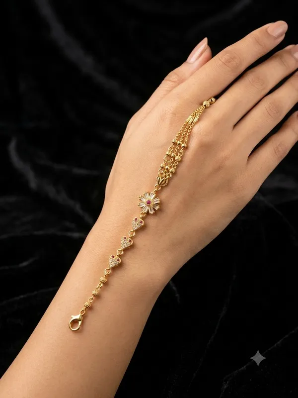 Gold_Tone_Floral_Bow_Charm_Bracelet_for_Women
