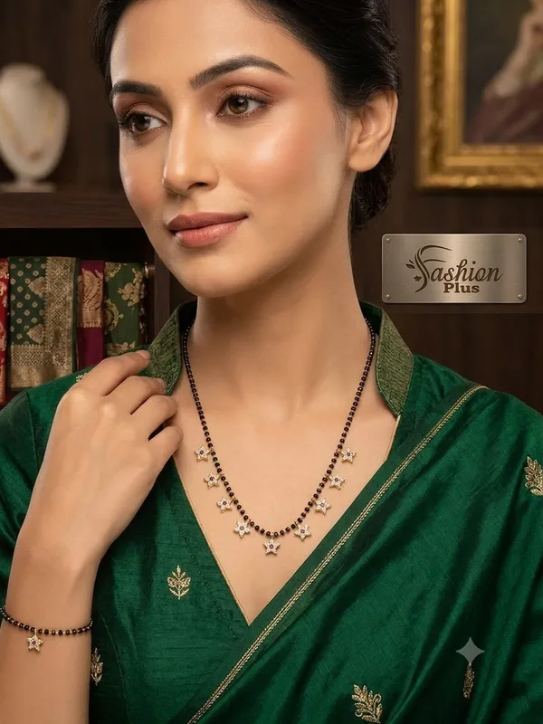 Gold-Tone_Black_Beaded_Star_Pendant_Mangalsutra_Set_for_Women