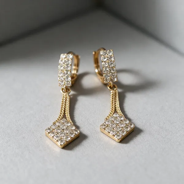 Gold_Tone_Copper_Crystal_Drop_Earrings_For_Women