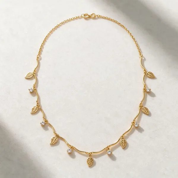 Gold_Tone_Copper_Leaf_Charm_Necklace_For_Women