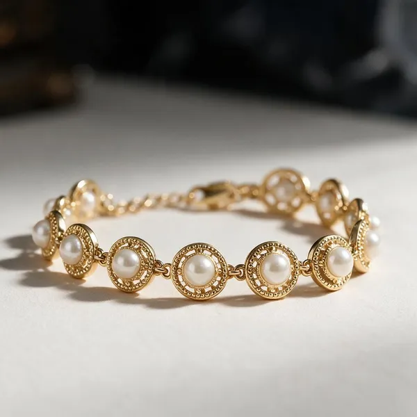 Gold_Tone_Copper_Pearl_Beaded_Bracelet_For_Women